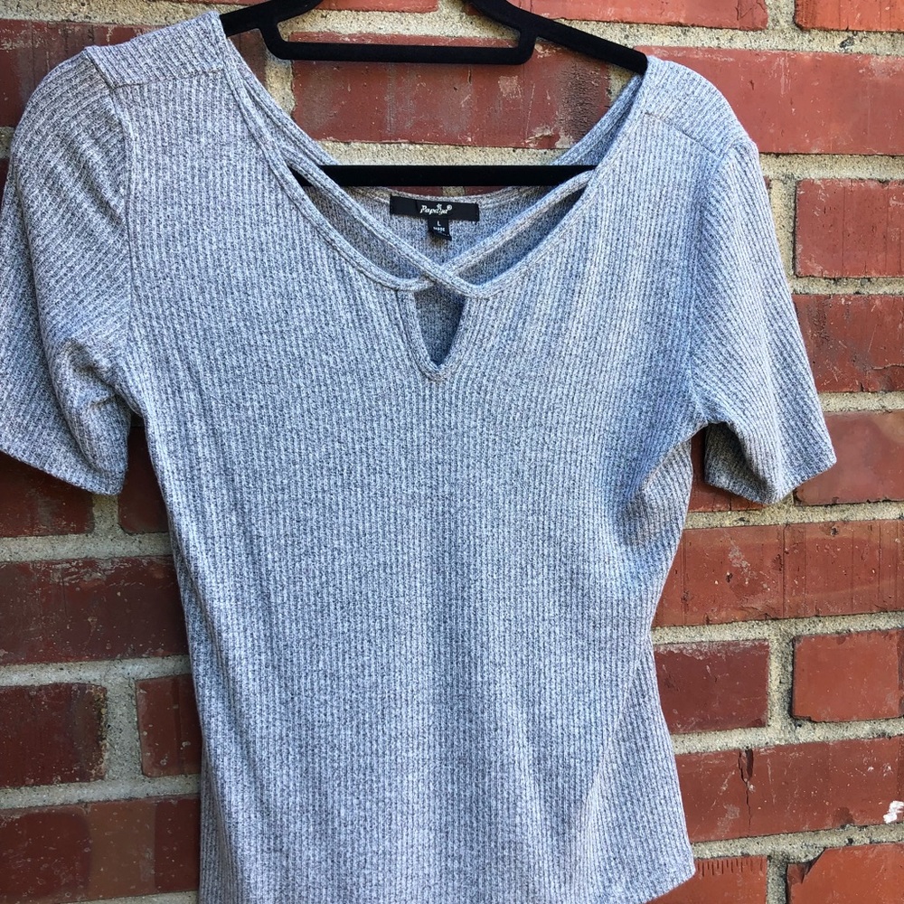 Grey Strappy Crop Shirt